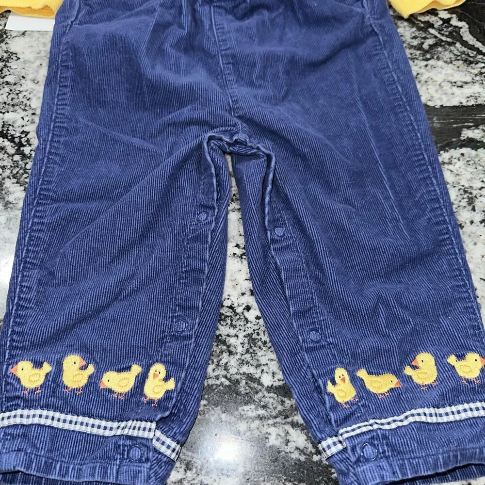 Vintage 90's Buster Brown Size 24M Farm Corduroy Overalls Set Baby Chick Rare